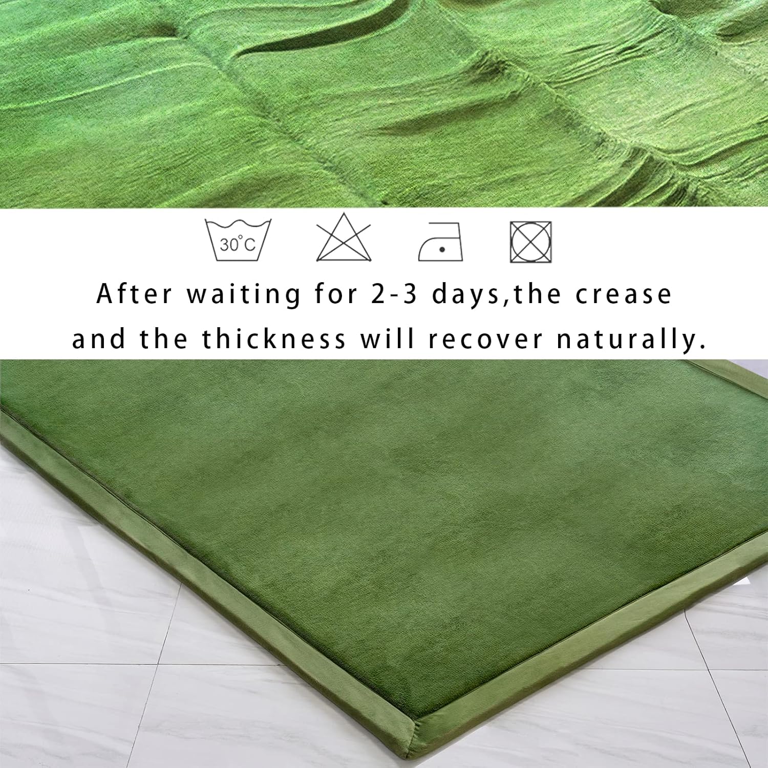 Size Large Color Green Soft Tatami Area Rug Pad Non-Slip Memory Foam Carpet Large Playmats for Kids Crawling Mat Olive Green